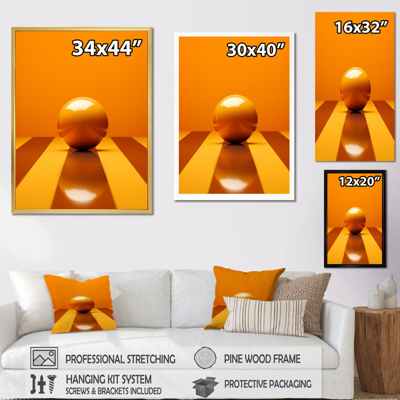 Bowling Tangerine Triumph - Print on Canvas, 40" H x 30" W x 1.5" D, Black Floater Framed
