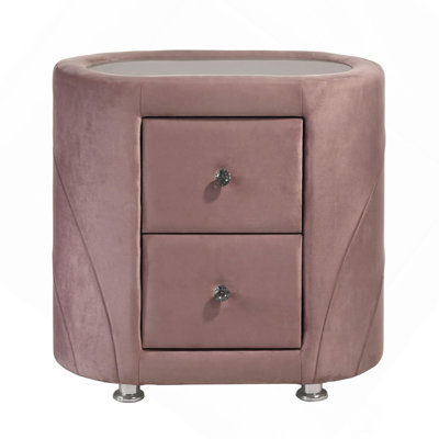 Table de chevet 2 tiroirs rose