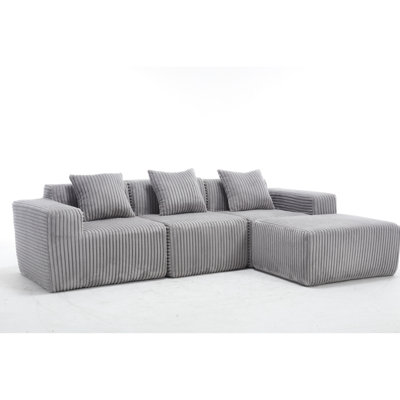 Canapé modulaire en tissu gris - Polyvalent pour le salon, la chambre à coucher et plus de canapé modulaire en L avec sièges profonds faisant face à la droite