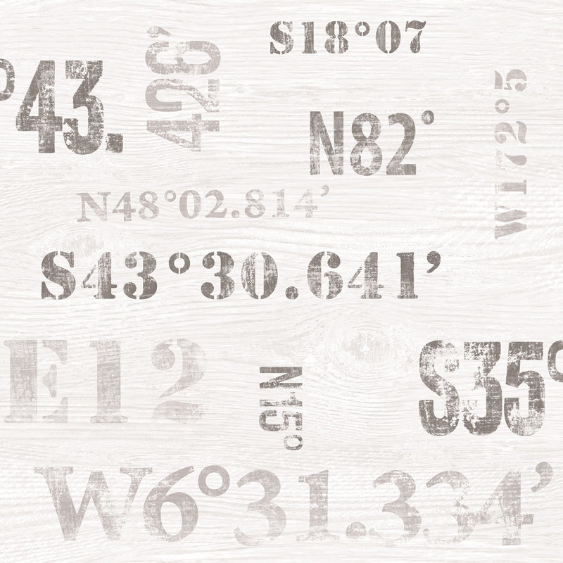Deauville 2 Nautical Coordinates Wallpaper Roll, Taupe/Beige/Brown