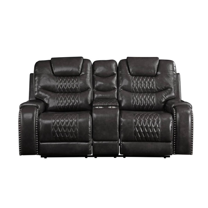 Causeuse inclinable en cuir synthétique Braylon avec porte-gobelet
