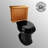 Low Tank Toilet with Light Oak Flat Panel Tank Round Black Bowl-122467481