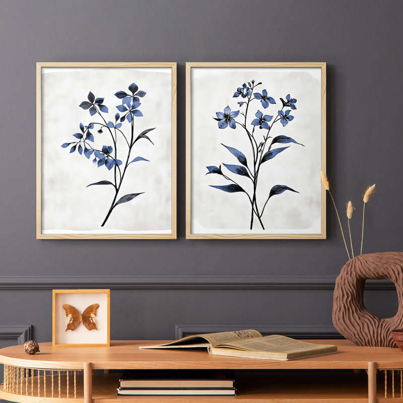 Série FLORAL - Impression encadrée de qualité supérieure - Prêt à accrocher - aucun clou requis - aucun clou requis