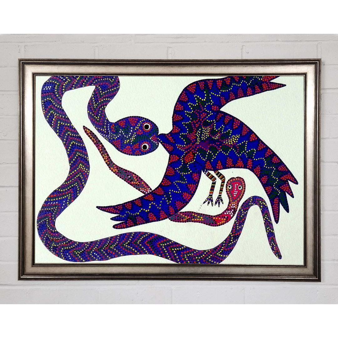 Gerahmtes Leinwandbild Aboriginal Snake Bird