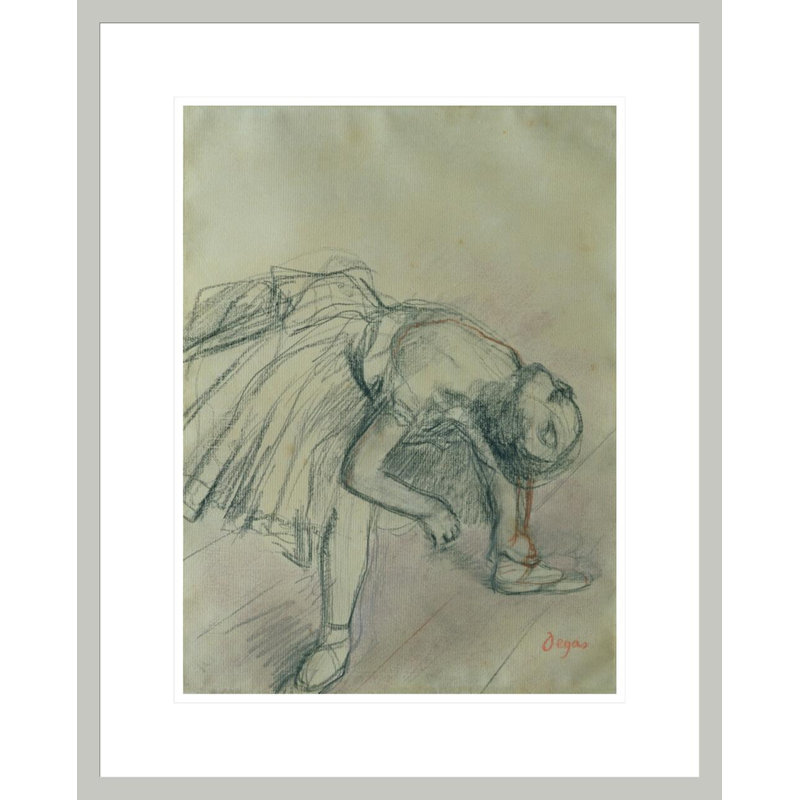 Danseuse fixant sa pantoufle par Edgar Degas, impression giclée encadrée, H 21,75 po x l 17,53 po