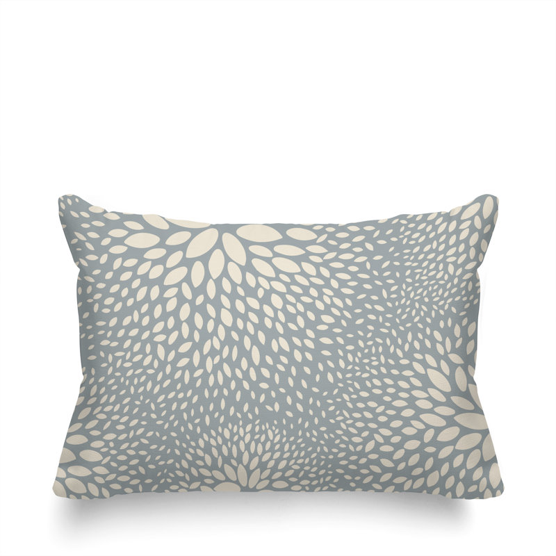 Coussin décoratif intérieur / extérieur en polyester filé floral Bavière, Gris / Crème
