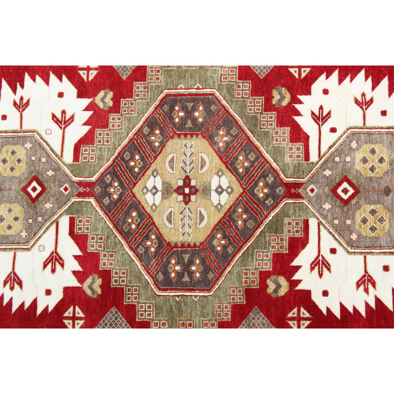 Hand Knotted Navajo Rug- Rust & Brown Southwestern Area Rug, Custom Size Wool Rug for Living Room, Rectangle 6' x 9'