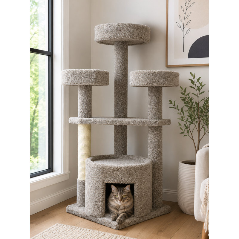 Maine Coon Cat Tree, 65" H x 24" W x 24" D, Grey