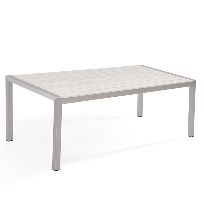Hillegier Rectangular Outdoor Dining Table - 180 cm W 90 cm D, White, Silver