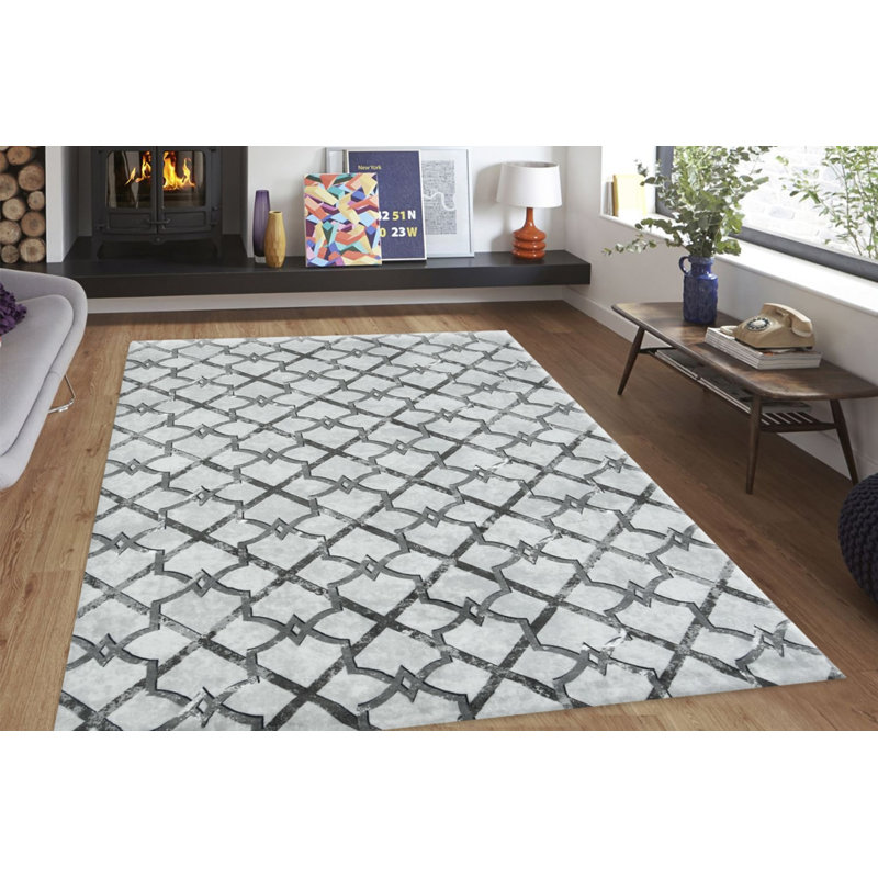 Edwinton Geometric Shag Area Rug, Rectangle 120 x 180cm