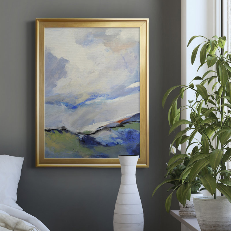 Autour des nuages III - reproduction d'art sur toile, Toile encadrée dorée, H 22,5 po x l 30,5 po x P 1,5 po