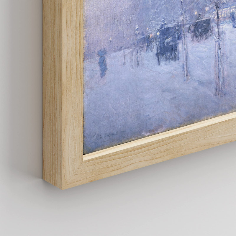 «Winter Snow Blue Pastel Cityscape» sur papier, H 16 po x l 12 po, Naturel