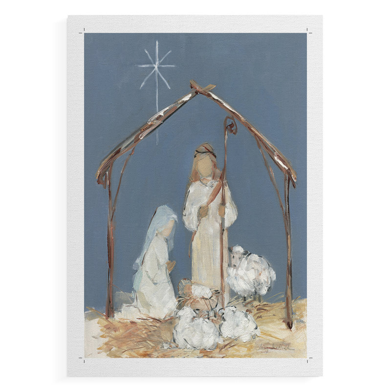 Prière de la crèche au crépuscule - impression sur toile seulement - non encadrée, H 36 po x l 24 po