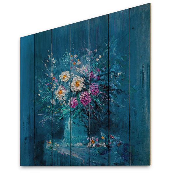 Red Barrel Studio® Abstract Blue Marguerite Flowers III On Wood ...