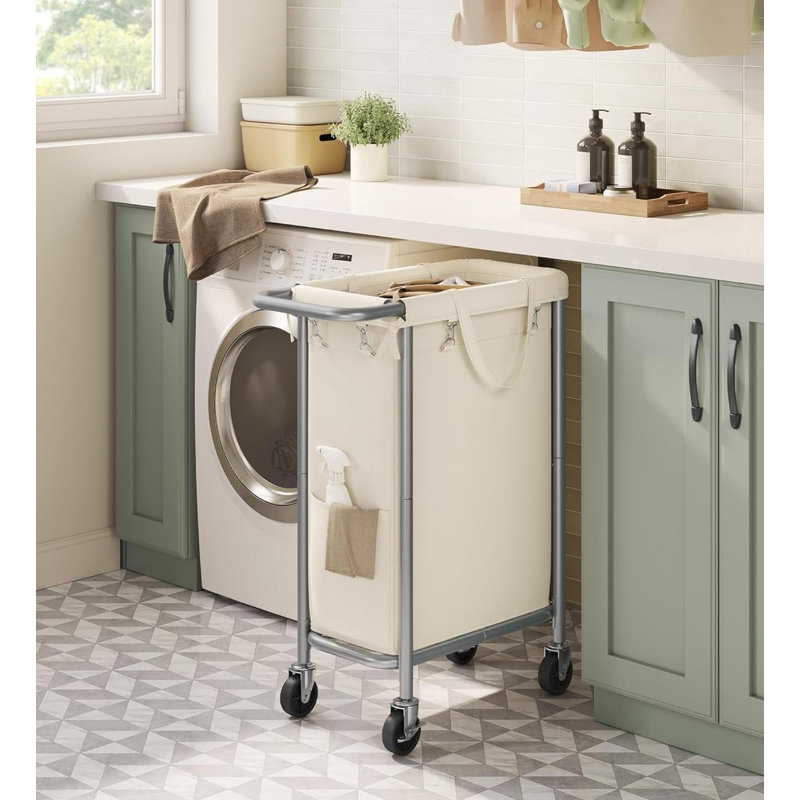 Panier à linge roulant avec poignées, Noir, H 31,89 po x l 24,02 po x P 11,42 po