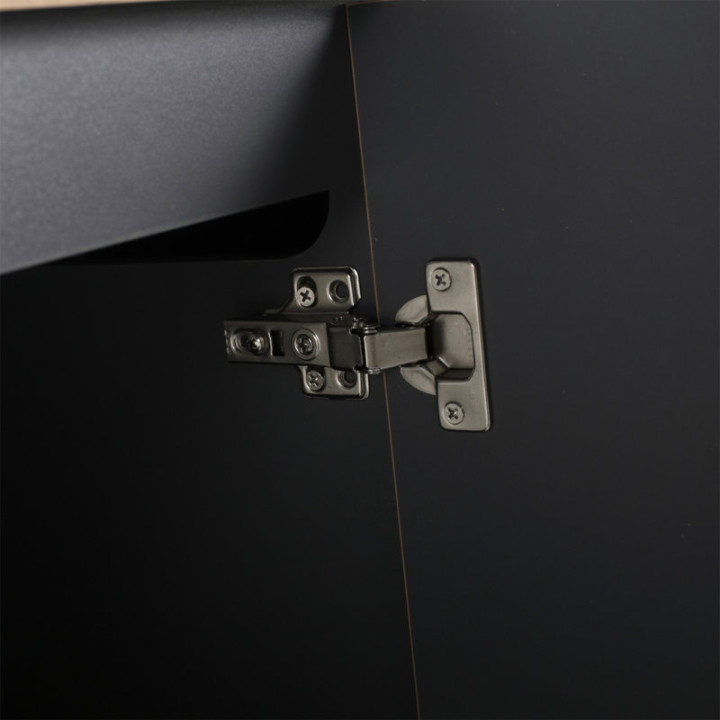 Meuble-lavabo autoportant durable avec lavabo en résine et 3 portes d'armoire à fermeture en douceur, parfait pour les salles de bain modernes
