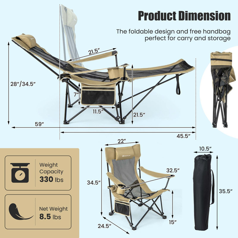 Chaise de camping pliante , Kaki