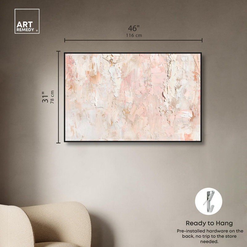 Impasto Layers sur toile texturée abstraite par Art Remedy, Cadre flottant noir, H 31 po x l 46 po