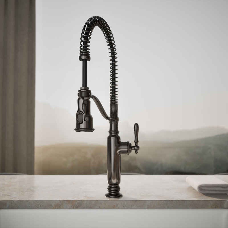 Tournant Single Handle Pull Down Kitchen Faucet, Vibrant Titanium