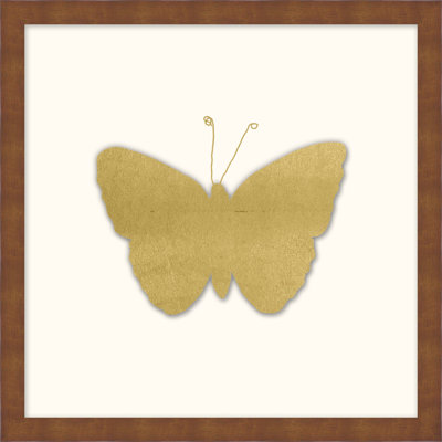 Gold Leaf Butterfly 5' Framed Graphic Art Print on Glass