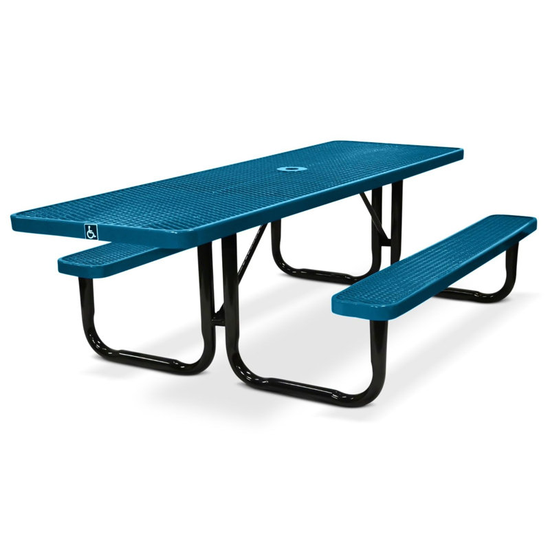 Table de pique-nique rectangulaire, agrandie, bleu pâle, conforme aux normes ADA, 8ft Rect ADA, Expanded, Bleu clair