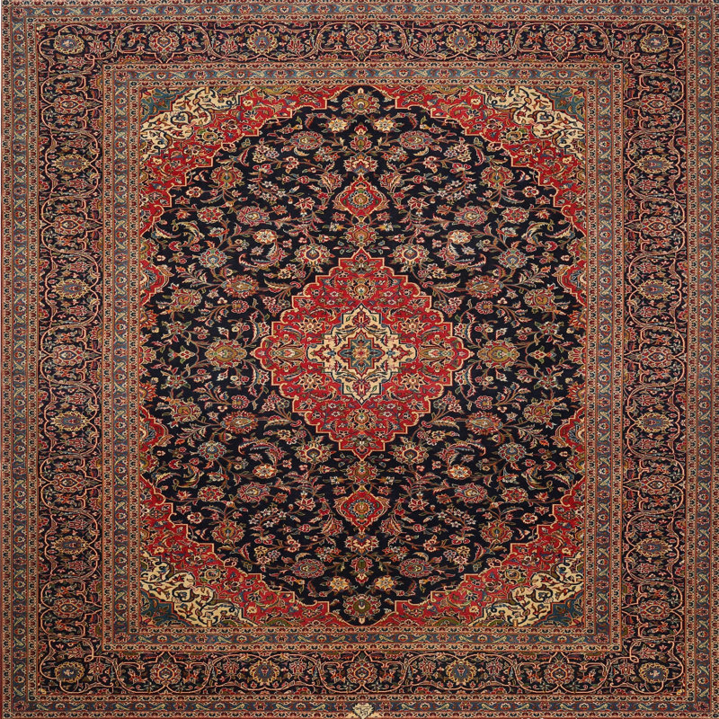 Brun oriental Emily-Jane/noir/Tapis décoratif grise, Carré 8 pi