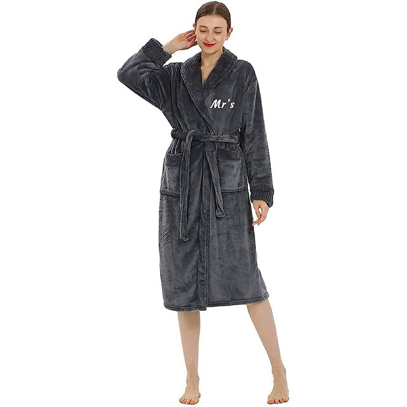 Peignoir mi-mollet avec poches Shabari, Oui, Gris - Mr's, M