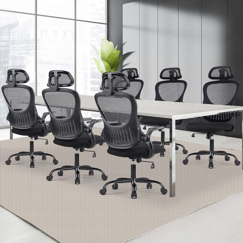 Chaise de bureau Mid-Century ergonomique avec hauteur réglable, fonctions pivotantes et roulantes, tissu respirant pour le confort de ou du bureau