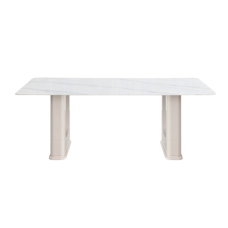 Table de salle à manger rectangulaire avec plateau en céramique beige