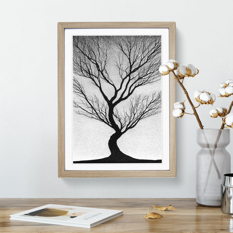 Shadow Of A Tree No.2 - Framed Print, 46cm H x 34cm W x 2cm D, Oak Framed