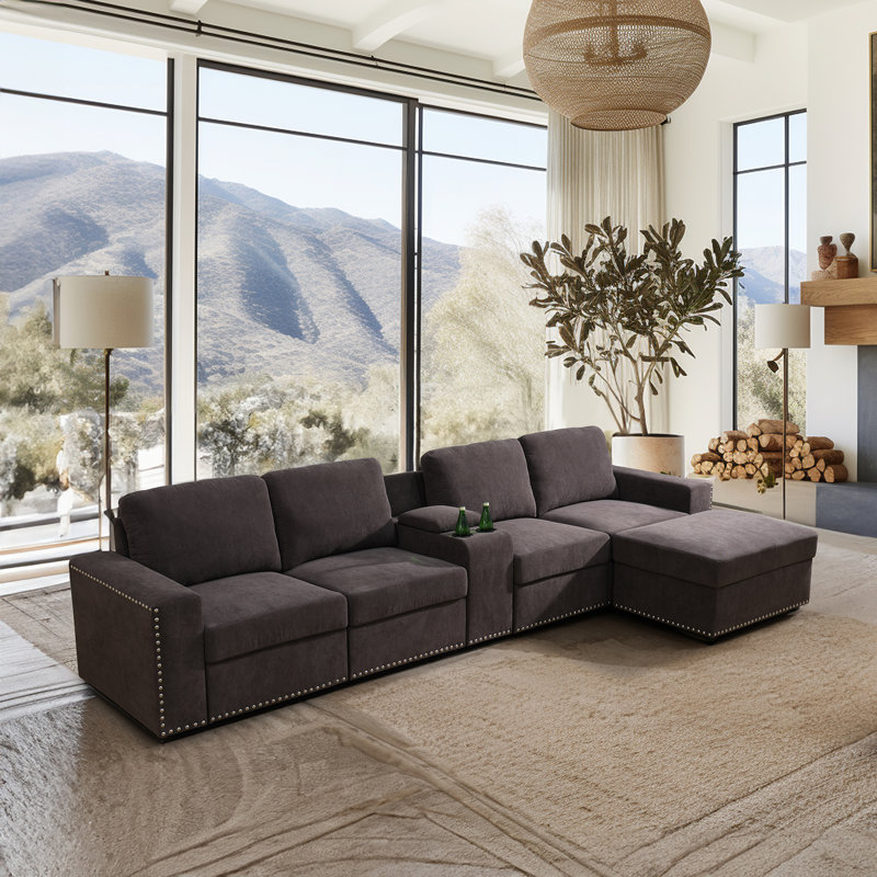Hochler 6-Pieces Variable Module Sectional Sofa Set, 33" H x 130.5" W x 57" D
