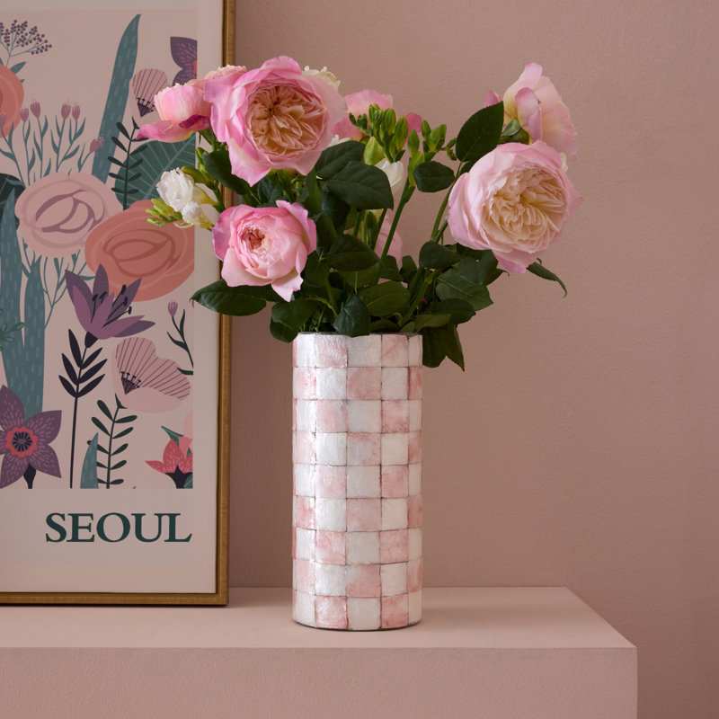 Rosy Check Capiz Vase