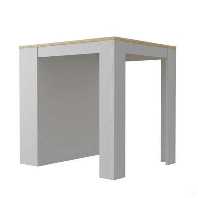 Tanna Kitchen Counter Dining Table ,Two Legs, Three Side Shelves