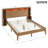Aeterna Wooden Queen Size Bed Frame With Storage Headboard,  No Box Spring Needed, Natural Wood Color