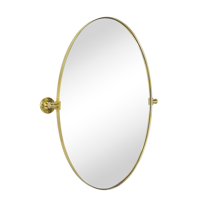 Miroir de salle de bain ovale pivotant en métal brossé l 20 po x H 30 po Aura, Or brossé