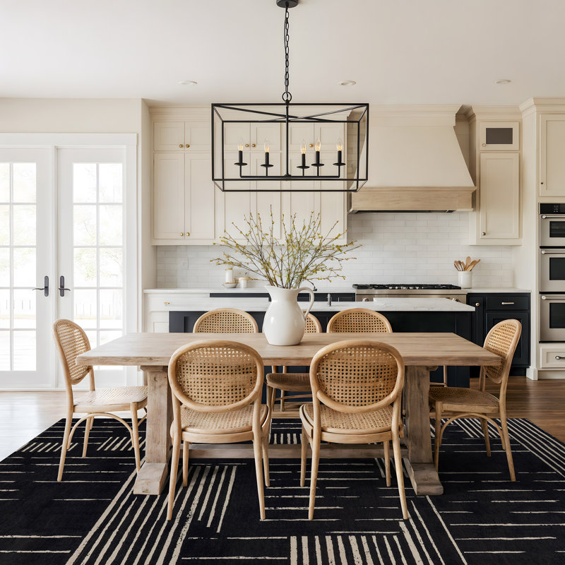 Tapis noir anti-dérapant Block Stripe, 6 pi 6 po x 9 pi