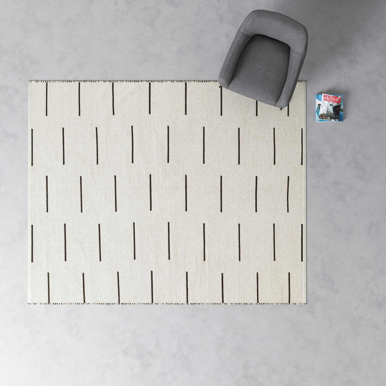 Malmo Handmade Recycled P.E.T Ivory/Black Indoor/Outdoor Rug, Rectangle 5' x 7'6"