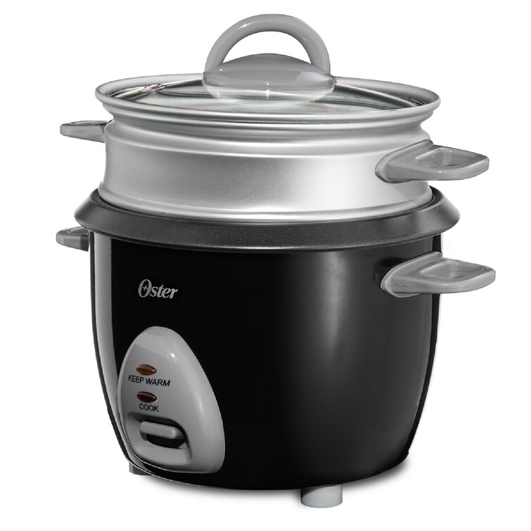 Black & Decker 6-Cup Rice Cooker with Steaming Basket, White/Black