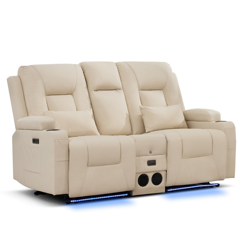 Causeuse inclinable électrique Zero Wall Hugger avec console rabattable, lumières DEL et haut-parleurs Bluetooth, Beige