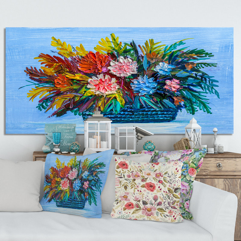 «Life Style Flowers Vase», peinture sur toile, H 24 po x l 36 po x P 1 po, Toile tendue