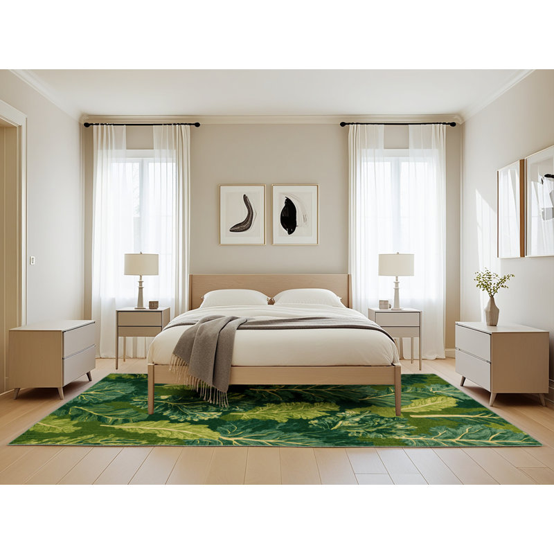 Tapis vert botanique lavable à la machine, Rectangle 5 pi x 8 pi