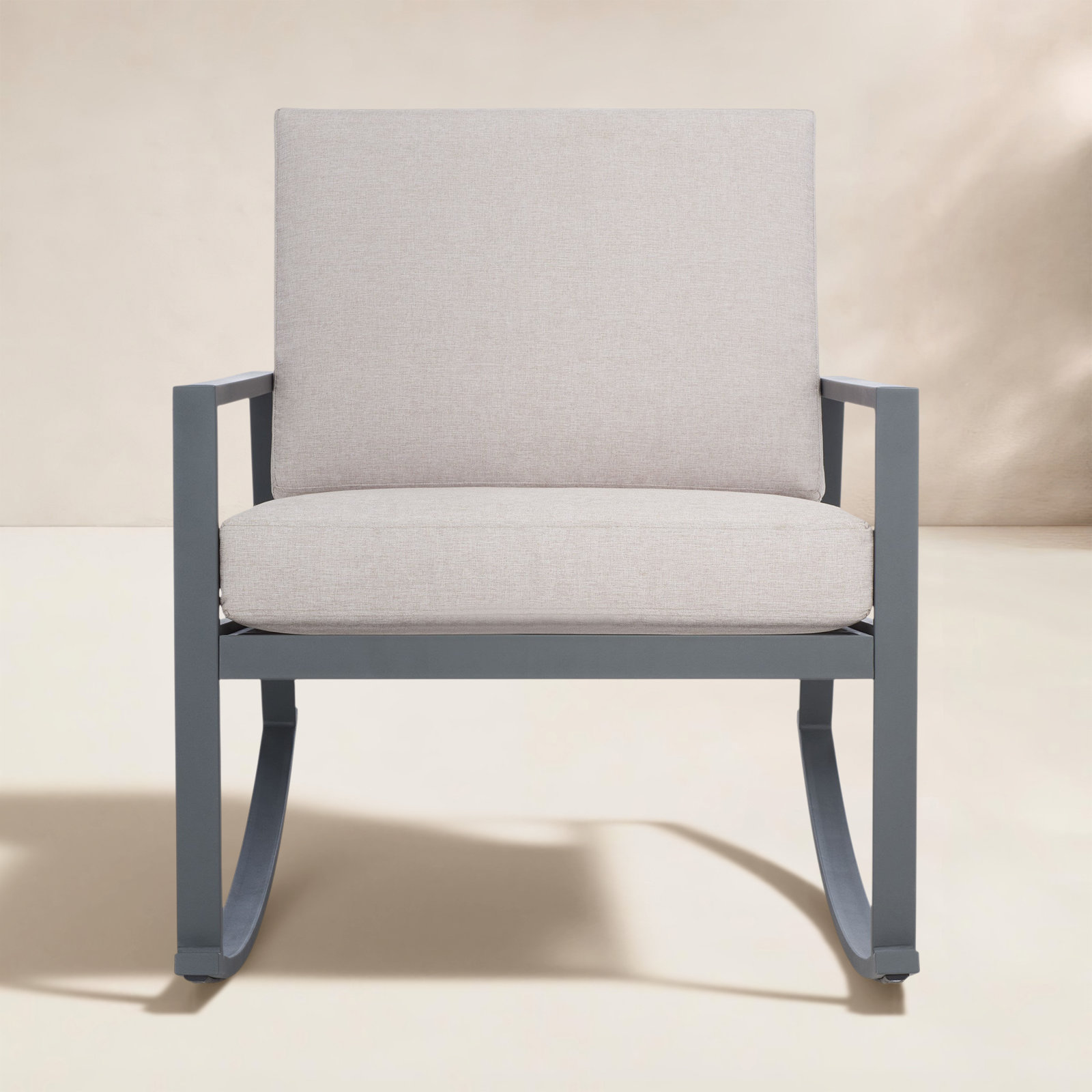 Outdoor Chair with Sunbrella® Cushions, Light Gray Performance Basketweave