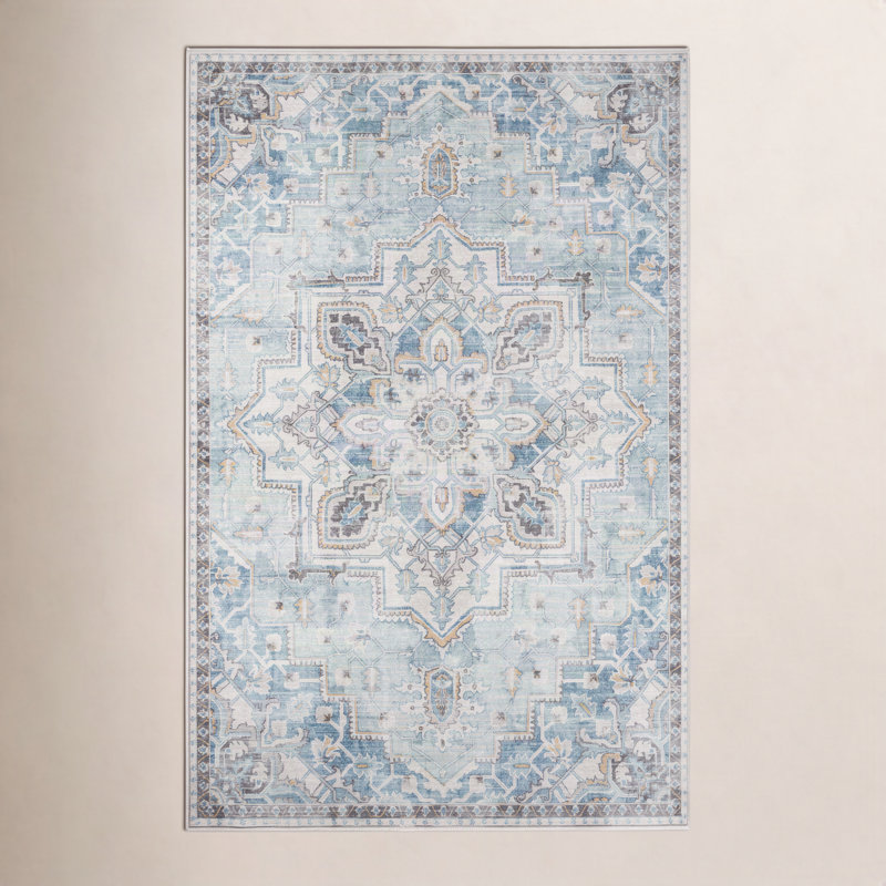 Tapis oriental bleu clair Maz, Rectangle 3 pi x 5 pi