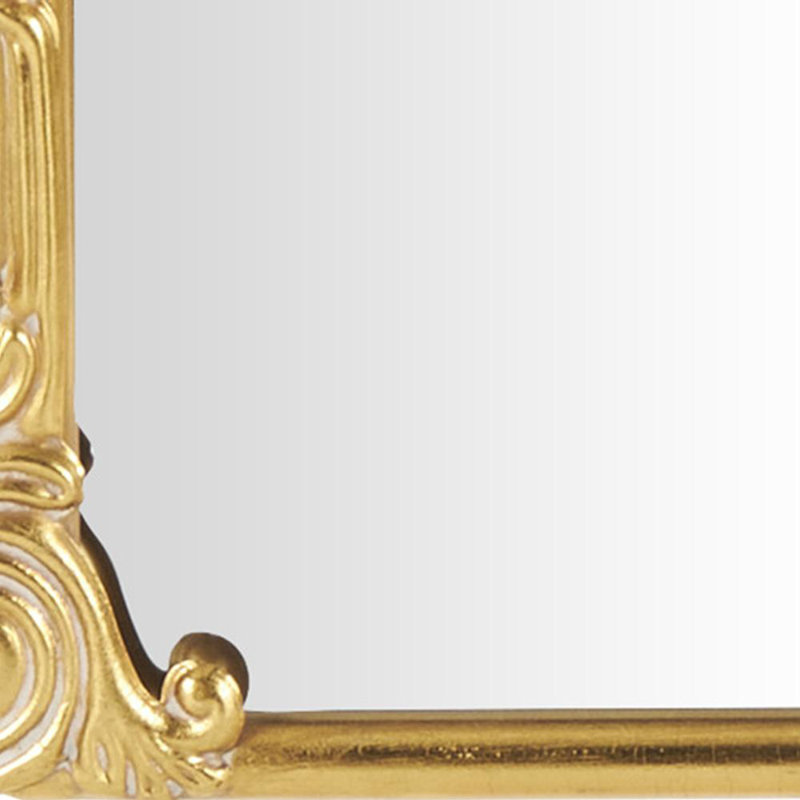 Miroir de plancher audacieux et orné de 28 po x 1 po x 48 po Audranna, Dessus arqué / couronné, 66 po x 30 po