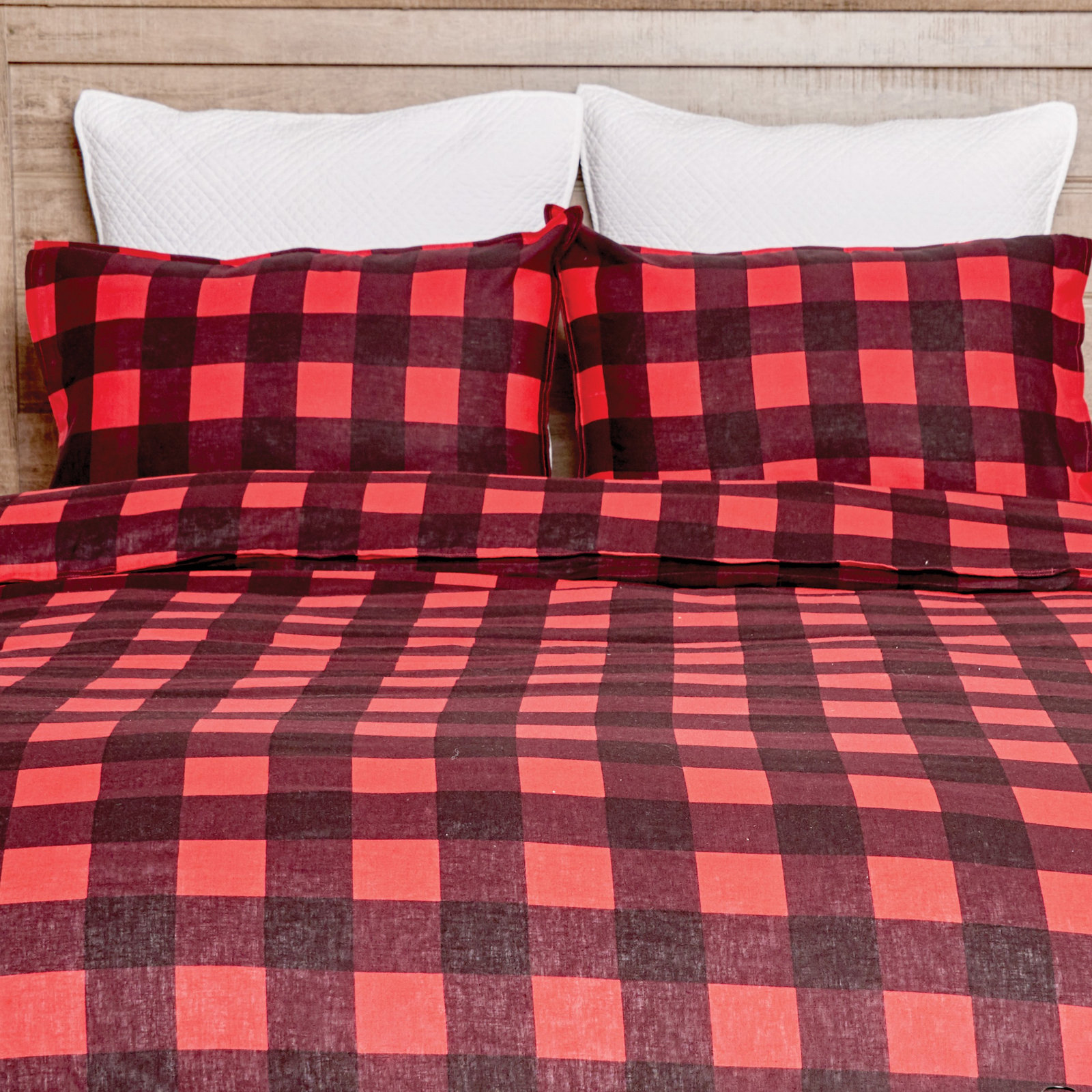 Peyton Cotton Duvet Cover Set, King Duvet Cover + 2 Shams, Red