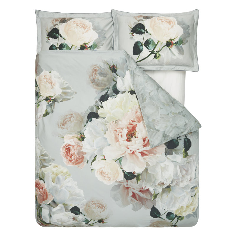 Peonia Grande Zinc Duvet Cover, Queen Duvet Cover