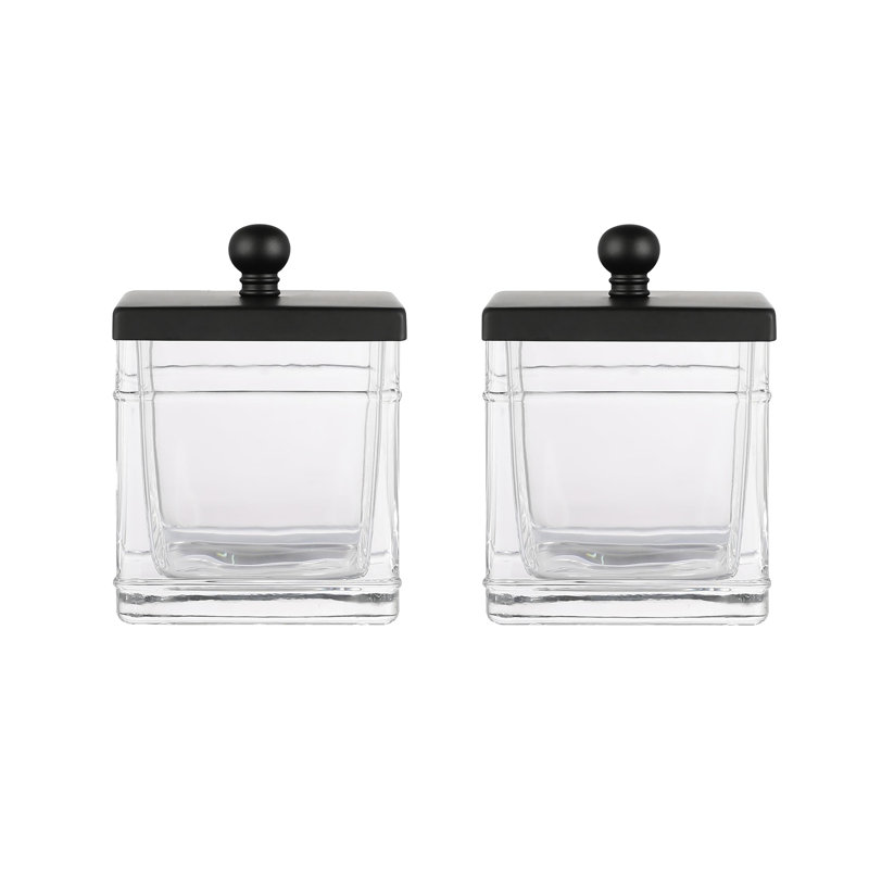  Ensemble de 2 pots de rangement en verre Apothecary - noir mat, Noir mat