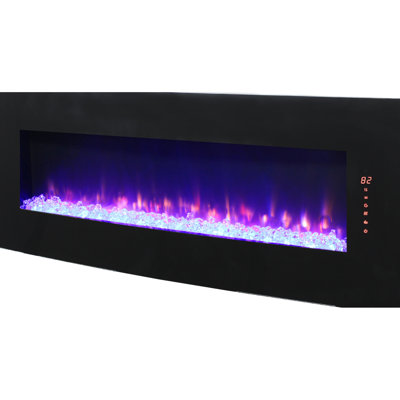 Electric Fireplace With Curved Front - 5000 /H Heat, 4 Flame Colors, Timer Function, Tempered Glass & Sheet Metal 48" Wall Mounted Multi Color , Double Protection Device