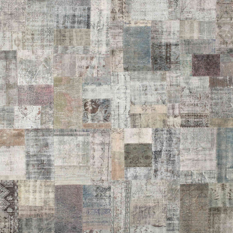 Tapis contemporain gris / brun, Carré 5 pi