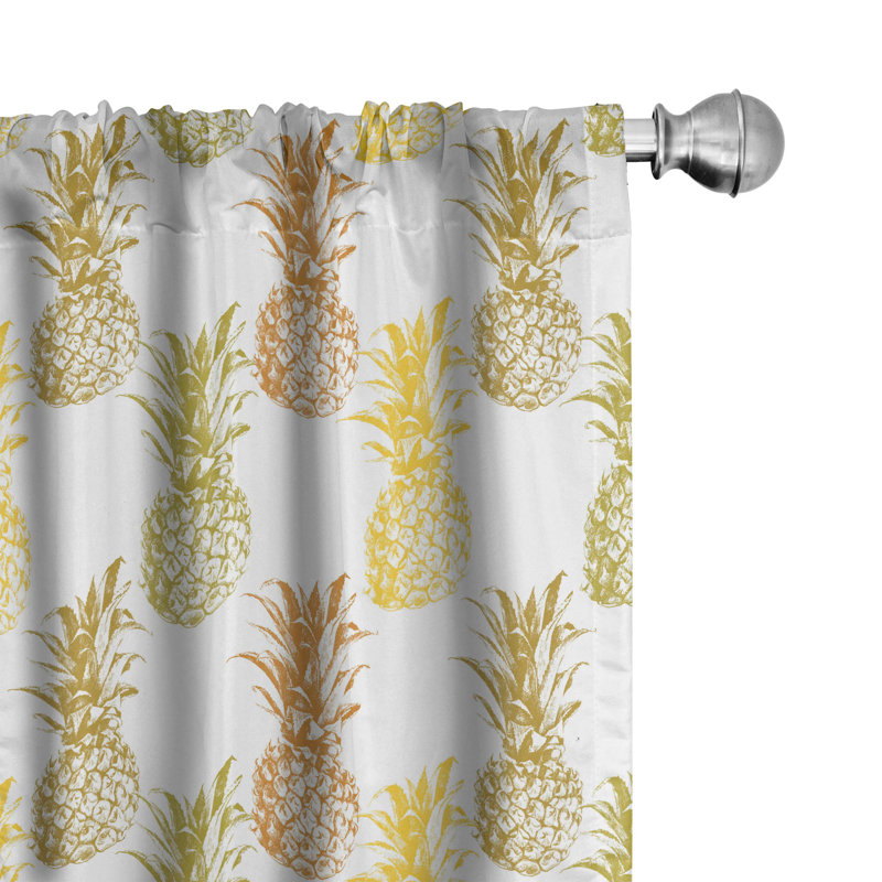 Pineapple Semi-Sheer Rod Pocket Curtain Panels, 28" x 84"
